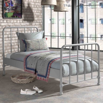Bronxx Single (90cm) Bedstead Metal Rainy Grey