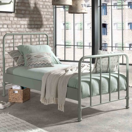 Bronxx Single (90cm) Bedstead Metal Olive Green