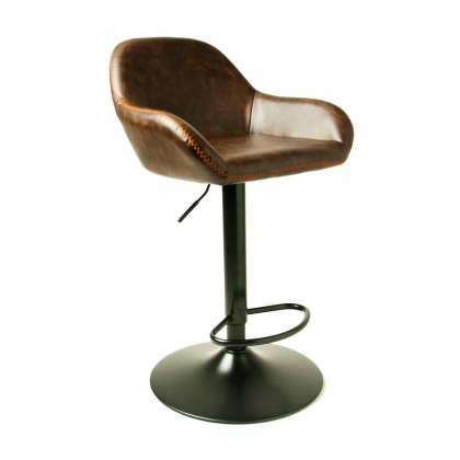 Chevy High/Low Gas Lift Bar Stool Faux Leather Chestnut