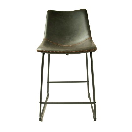 Cooper Low Bar Stool Faux Leather Grey