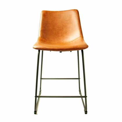 Cooper Low Bar Stool Faux Leather Tan