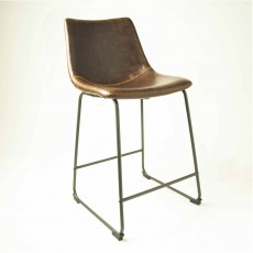 Cooper Low Bar Stool Faux Leather Chestnut