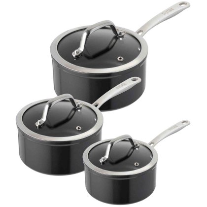 Easy Pro 3 Piece Saucepan Set Black Easy Pro 3 Piece Saucepan Set Black