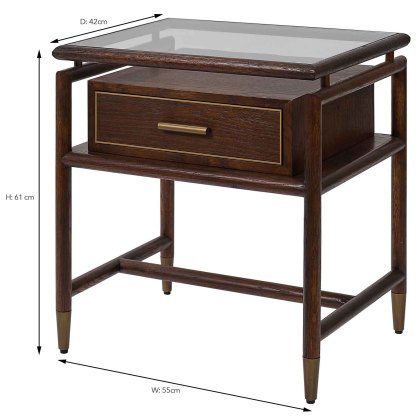 Avignon 1 Drawer Bedside Locker/Side Table Brown