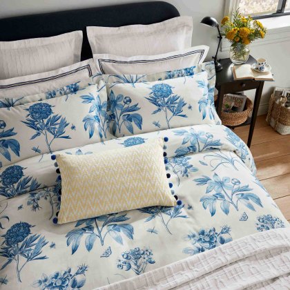 Etchings & Roses Oxford Pillowcase China Blue