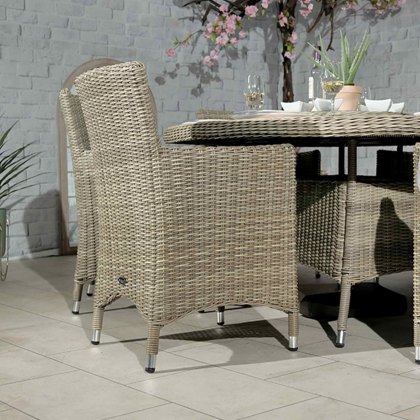 Wentworth 6 Person Outdoor Ellipse Dining Set With Carver Chairs Sand