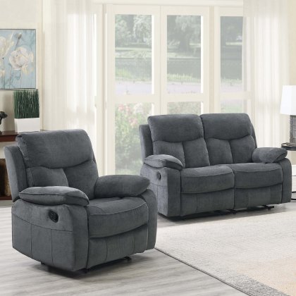 Peregrine Manual Reclining 3 Seater Sofa Fabric Grey