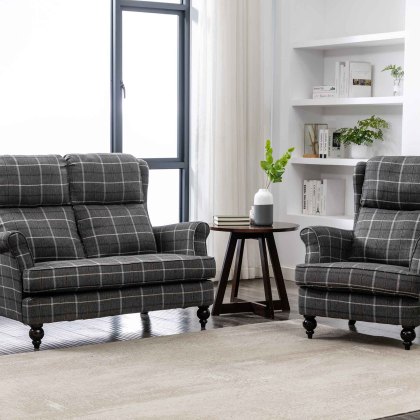 Iona Armchair Fabric Check Grey
