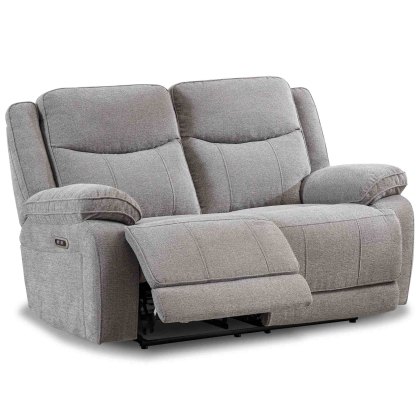 Robson Electric Reclining 2 Seater Sofas Fabric Light Grey