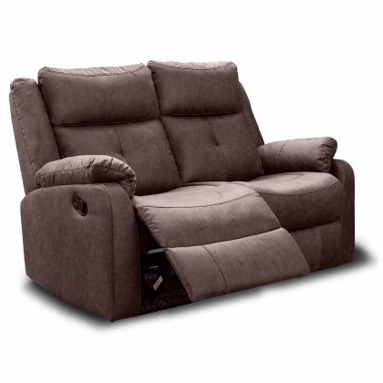 Velino 2 Seater Manual Reclining Sofa Faux Suede Chestnut
