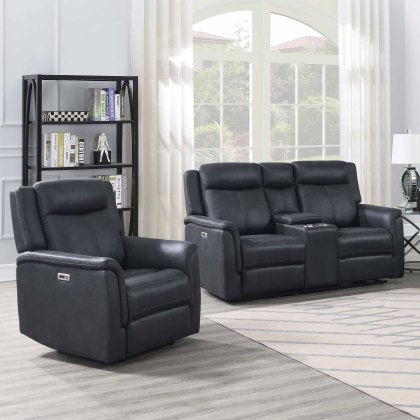 Belluna Electric Reclining Armchair Faux Suede Steel Blue