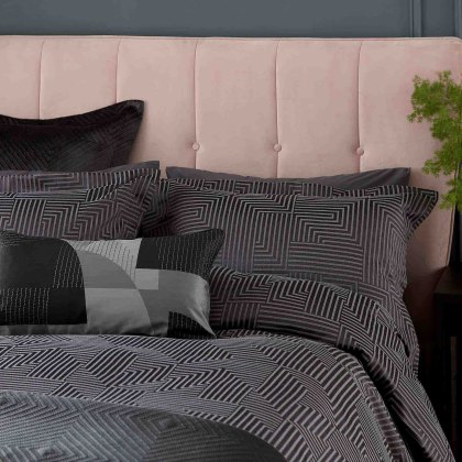 Tiffany Jacquard Reversible Duvet Cover Graphite (Multiple Sizes)