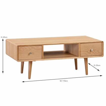 Jenson Coffee Table With 2 Drawers Light Oak