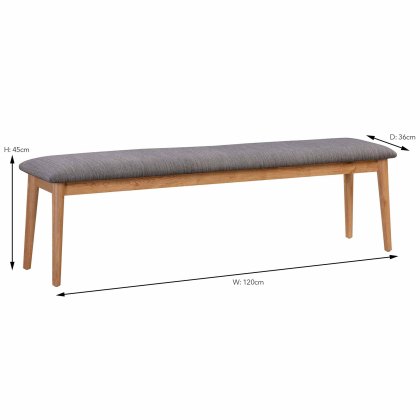 Jenson 2 Person Dining Bench Light Oak With Upholstered Seat Pad Grey