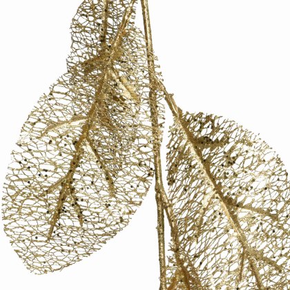 Large Leaf Garland With Glitter Gold 6.2ft/190cm