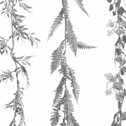 Presentation Garland With Leaves Glitter & Silver 6ft/180cm (Choice of 3)