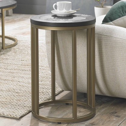 Chevron Side/Lamp Table Peppercorn Oak