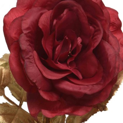Decorative Rose With Stem Red & Gold
