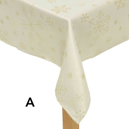 Christmas Tablecloth With Snowflakes Gold Or White (Choice of 2)