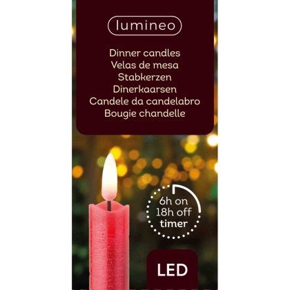 1 LED Wick Dinner Candle Red 24cm