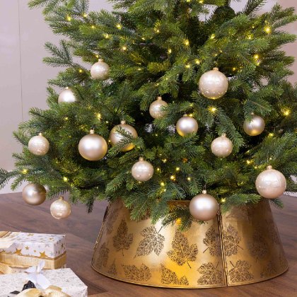 Christmas Tree Base Cover With Glitter Gold & Silver 52cm
