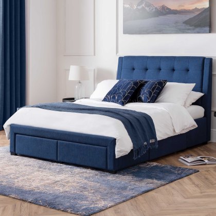 Fullerton Fabric Bedstead With Storage Blue (Multiple Sizes)