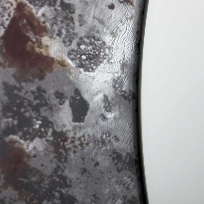 Aspen Mirror Round Silver & Rust Distressed