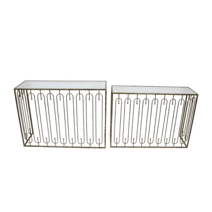 Estela Console Tables (Set of 2) Mirrored & Antique Gold Estela Console Tables (Set of 2) Mirrored & Antique Gold