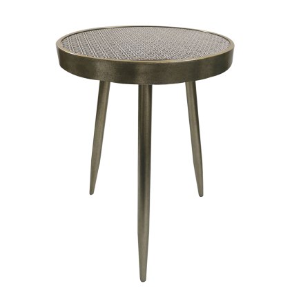 Adelina Side/Lamp Table Mirrored Patterned & Gold Adelina Side/Lamp Table Mirrored Patterned & Gold
