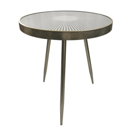 Reyna Side/Lamp Table Mirrored Patterned & Gold Reyna Side/Lamp Table Mirrored Patterned & Gold