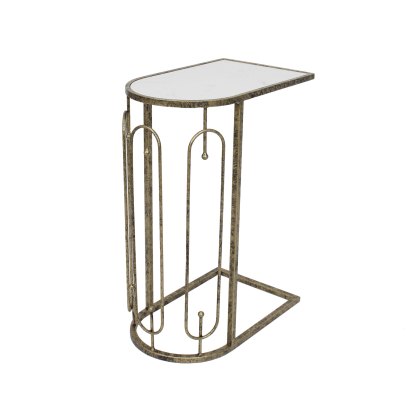 Estela Sofa Side/Lamp Table Marble & Antique Gold