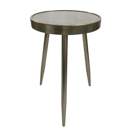 Sierra Side/Lamp Table Mirrroed Patterned & Gold Sierra Side/Lamp Table Mirrroed Patterned & Gold