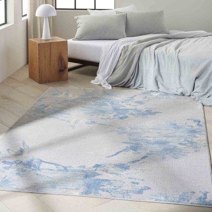 Enchanting 02 Runner Rug 69cm x 221cm Grey & Sky Blue