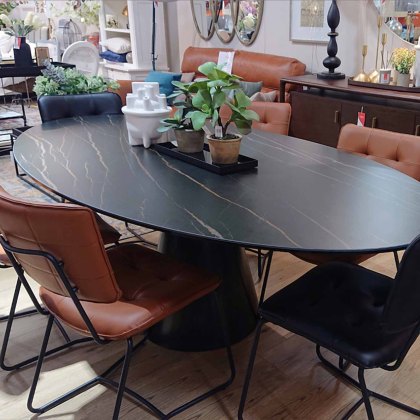 Contarini 8 Person Oval Dining Table Calcatta Noir