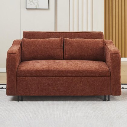 Jerpoint 2 Seater Sofa Bed Fabric Deep Terracotta