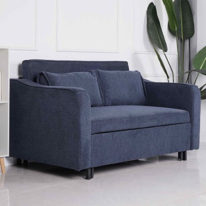 Jerpoint 2 Seater Sofa Bed Fabric Denim Blue