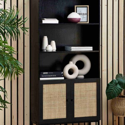 Calia Bookcase With 2 Doors Black
