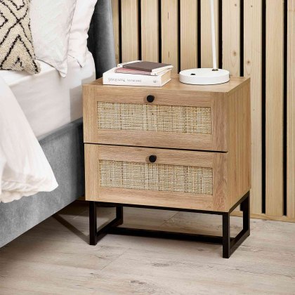 Calia 2 Drawer Bedside Locker Oak