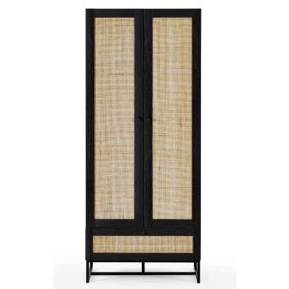 Calia Double Wardrobe With 1 Drawer Black Calia Double Wardrobe With 1 Drawer Black