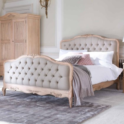 Lottie Bedstead Mindi Wood & Fabric Grey (Multiple Sizes)