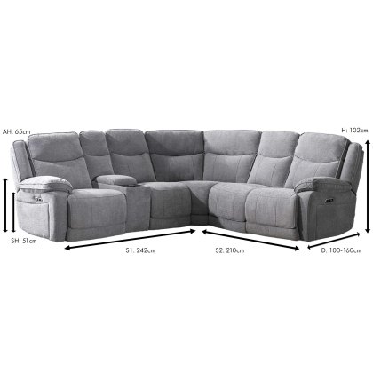Robson Electric Reclining Corner Unit With Console Fabric Light Grey