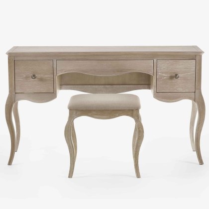 Camille Dressing Table/Desk & Bedroom Stool Set Limed Oak Camille Dressing Table/Desk & Bedroom Stool Set Limed Oak