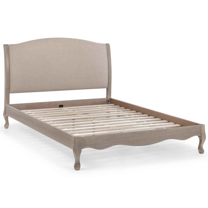 Camille Bedstead Limed Oak & Fabric Oatmeal (Multiple Sizes)