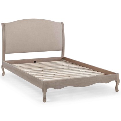 Camille Bedstead Limed Oak & Fabric Oatmeal (Multiple Sizes)