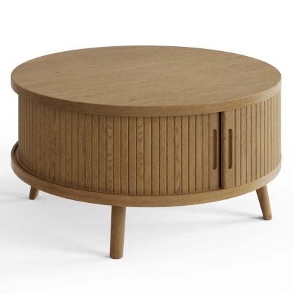 Tambour Round Coffee Table Grey Oak Tambour Round Coffee Table Grey Oak