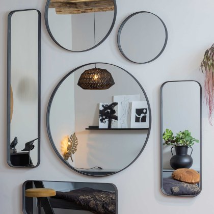 Doutzen Small Wall Round Mirror Metal Black