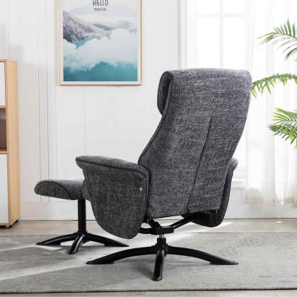 Swift Swivel Recliner & Footstool Fabric Dante Ash