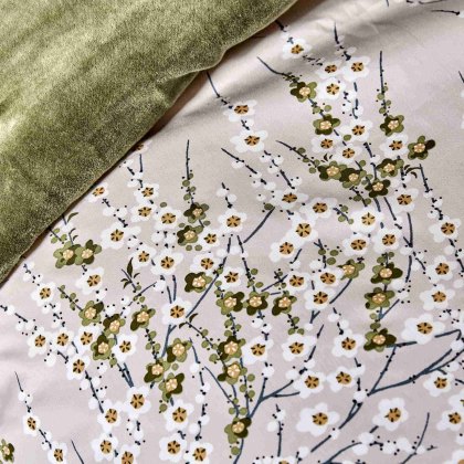 Morello Blossom Reversible Duvet Cover Set Lime (Multiple Sizes)