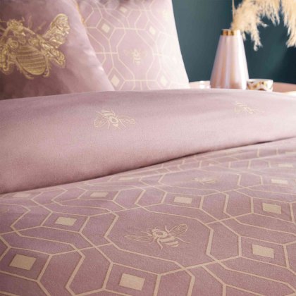 Bee Deco Geometric Reversible Duvet Cover Set Blush (Multiple Sizes)