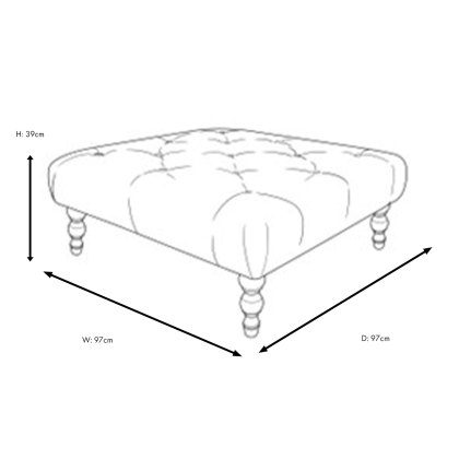 Chateauneuf Square Buttoned Footstool Fabric B